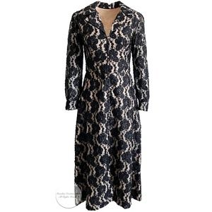 60s Opera Coat Illusion Lace Black Embellished Beaded Vintage Long Rare Formal